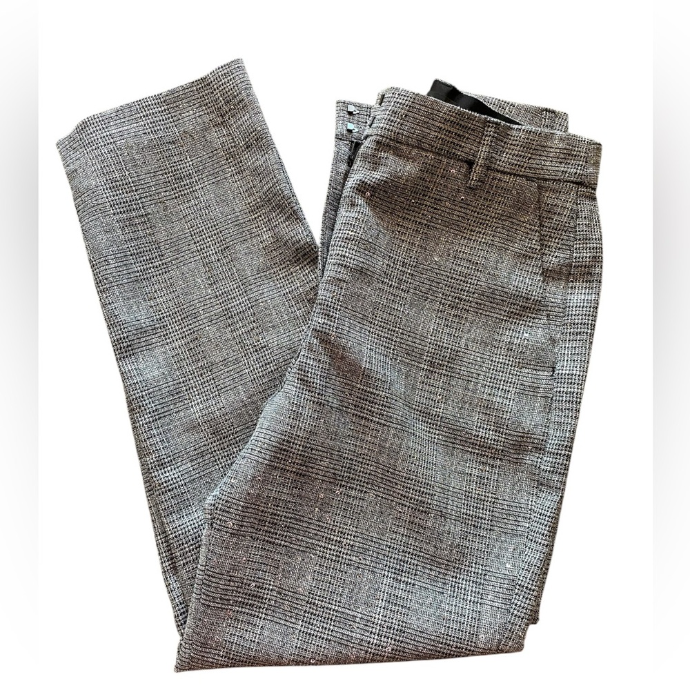 Editor High Waisted Sequin Plaid Ankle Pant